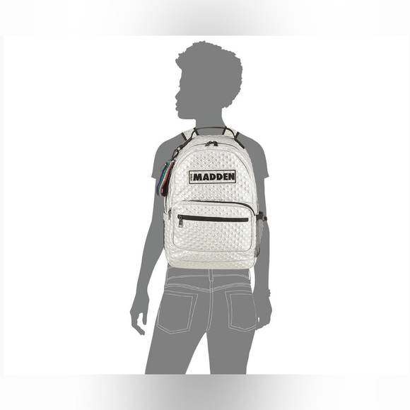 Steve Madden Silver Quilted Backpack with Modern Design - Picture 4 of 6